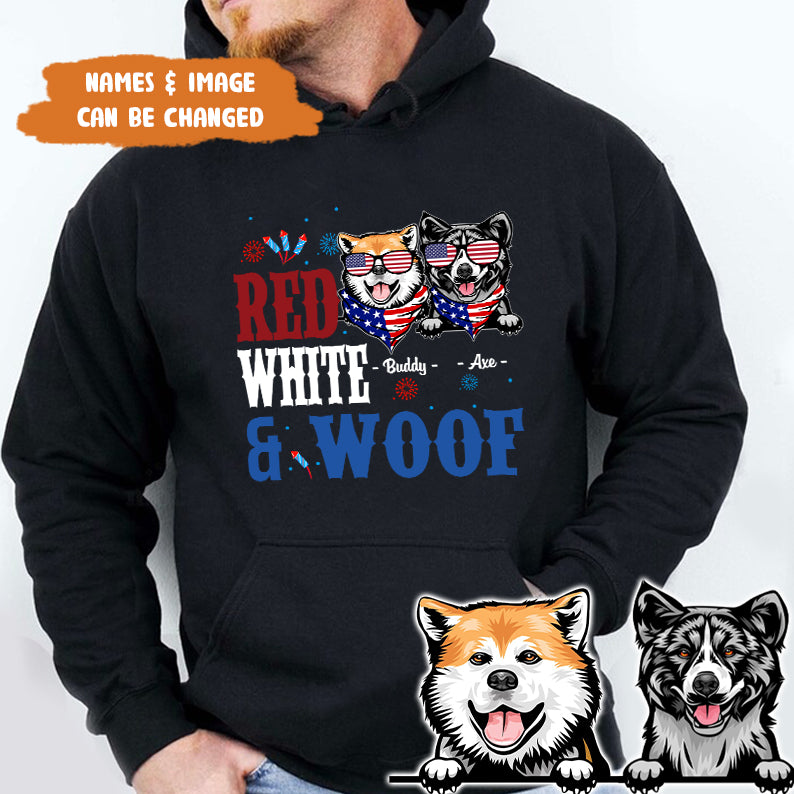 Petthouse | Personalized Red White & Woof Dog Dog 4th Of July Shirt, Birthday Gift For Dad, Grandpa