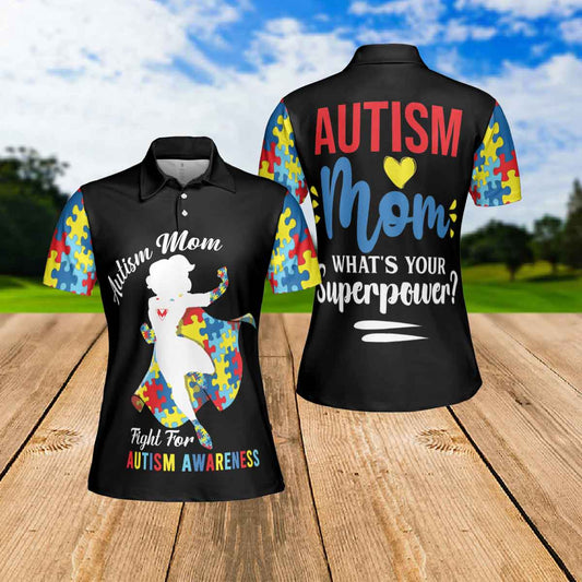 Petthouse | Autism Mom Superhero Polo Shirt Autism Awareness Polo Style Shirt Autism Support Tennis Shirt Autism