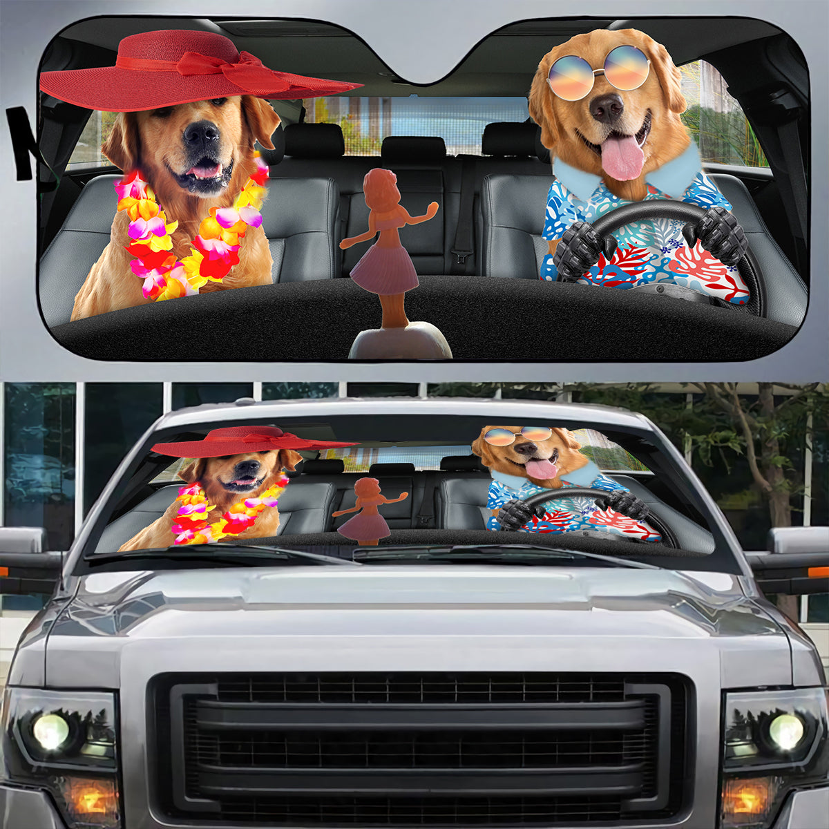 Petthouse | Windshield Sun Shade Dog Golden Retriever Hawaii Summer Car Sun Shade Windshield Dog Mom Dog Dad