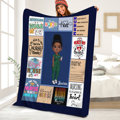 Petthouse | Black Nurse Customized Fleece Throw, Best Nurse Ever Fleece, Nurse Quote Blanket, Rn Nurse Gift