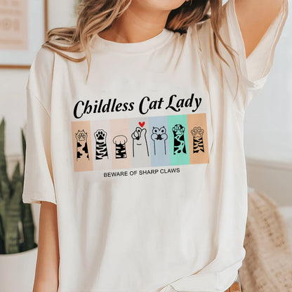 Petthouse | Cute Childless Cat Lady Shirt, Beware Of Sharp Claws Funny Shirt, Shirt For Woman