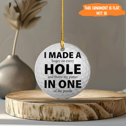 Petthouse | Golf Ball Christmas Ornament, I Made A Hole In One, Perfect Gift For Golfer, Funny Dad