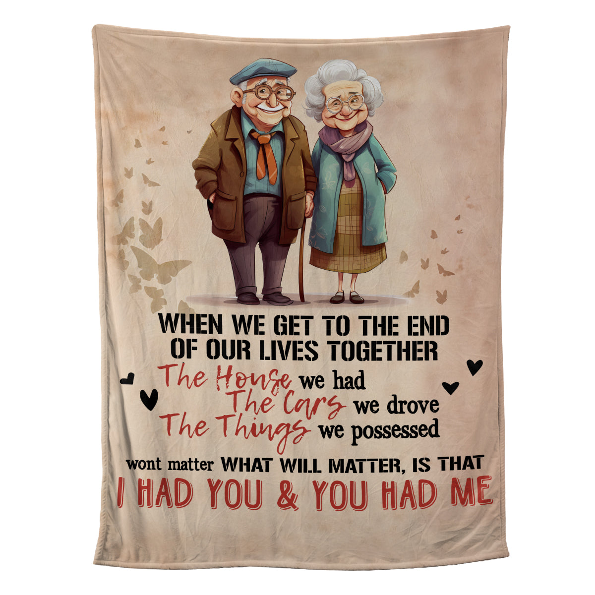 Petthouse | Personalized Old Couple Fleece Blanket, Valentine Day Throw Blanket, True Love Story Cozy Blanket