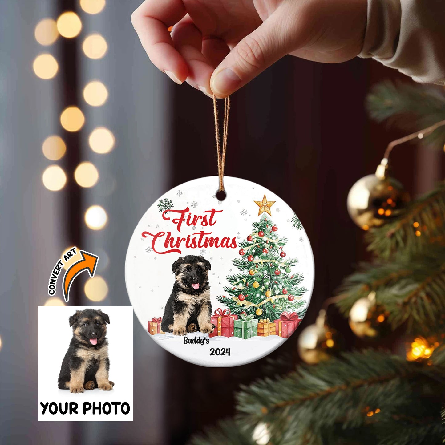 Petthouse | Personalised Dogs First Christmas Ornament, Puppy's 1st Xmas Tree Decoration, Memorial Gift