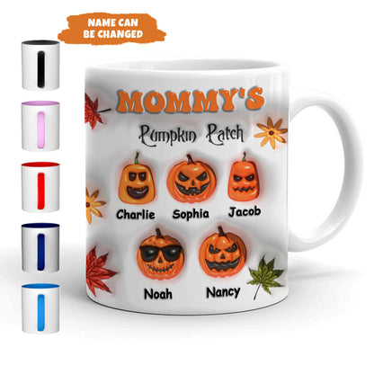 Petthouse | Custom Mommy Pumpkin 3d Inflated Effect Mug, Grandma's Pumpkin Patch Mug Gift For Mom