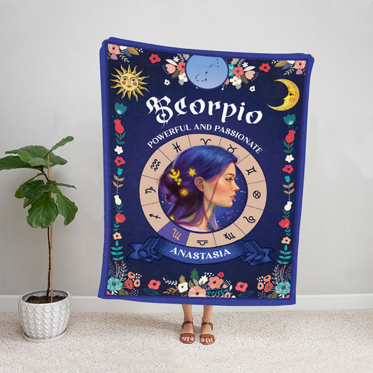 Petthouse | Customized Birth Chart Throw Blanket To Lovers, Scorpio Zodiac Characteristics Tapestry, Astrology Map