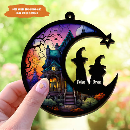 Petthouse | Custom Loss Of Dog Sympathy Gift, Custom Dog Halloween Memorial Suncatcher, Dog Memorial Gift