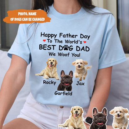 Petthouse | Personalized Dog Happy Father's Day To The World's Shirt, Pet Photo Best Dog Dad