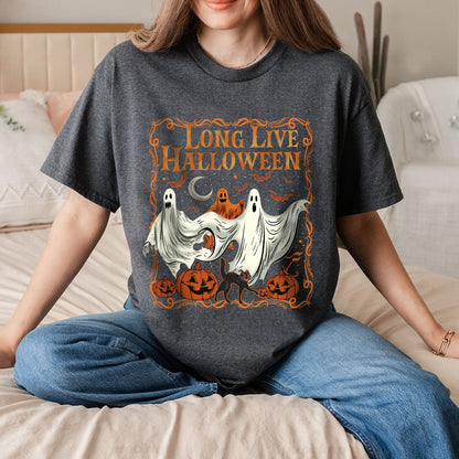 Petthouse | Long Live Halloween Shirt, Spooky Season Tee Pumpkin, Retro Halloween, Ghost Spooky Vibes