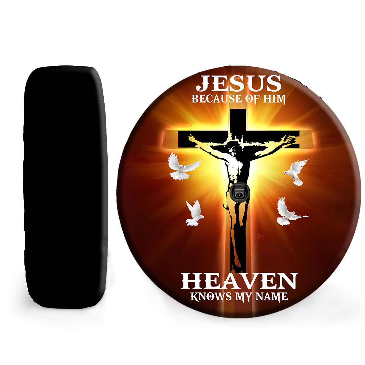 Petthouse | Crucifixion Of Jesus Spare Wheel Cover Jesus Because Of Him Heaven Knows Spare Tire Cover