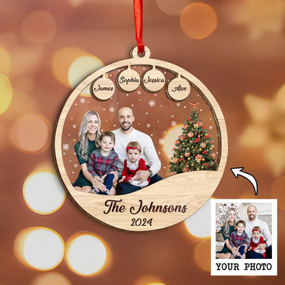 Petthouse | Family Christmas Ornament, Personalized Family Photo Name Ornament, Family 2024 Ornament