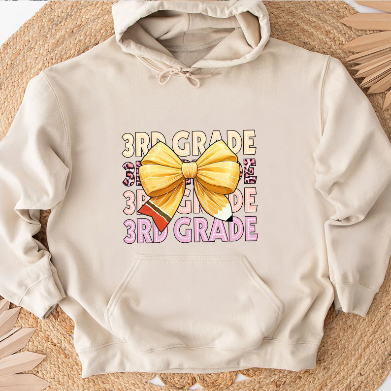 Petthouse | Customized Grade Shirt For Teacher, Back To School Pencil Coquette Bow Shirt