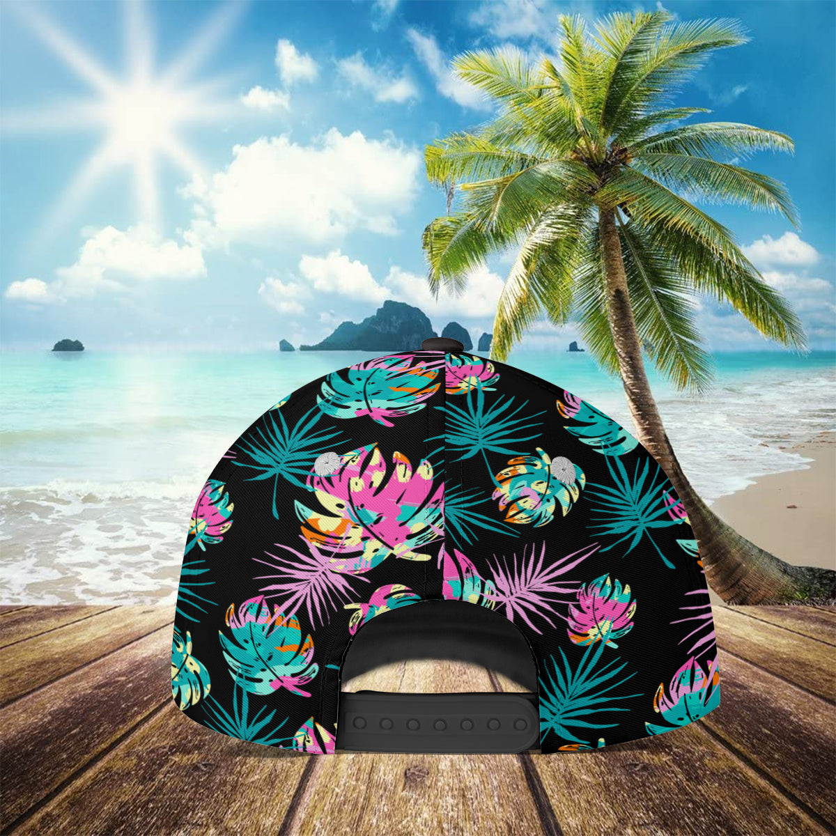 Petthouse | Color Tropical Pattern Classic Cap Summer Vacation Travel Hats Leaves Plants Gift For Friends Gift Family