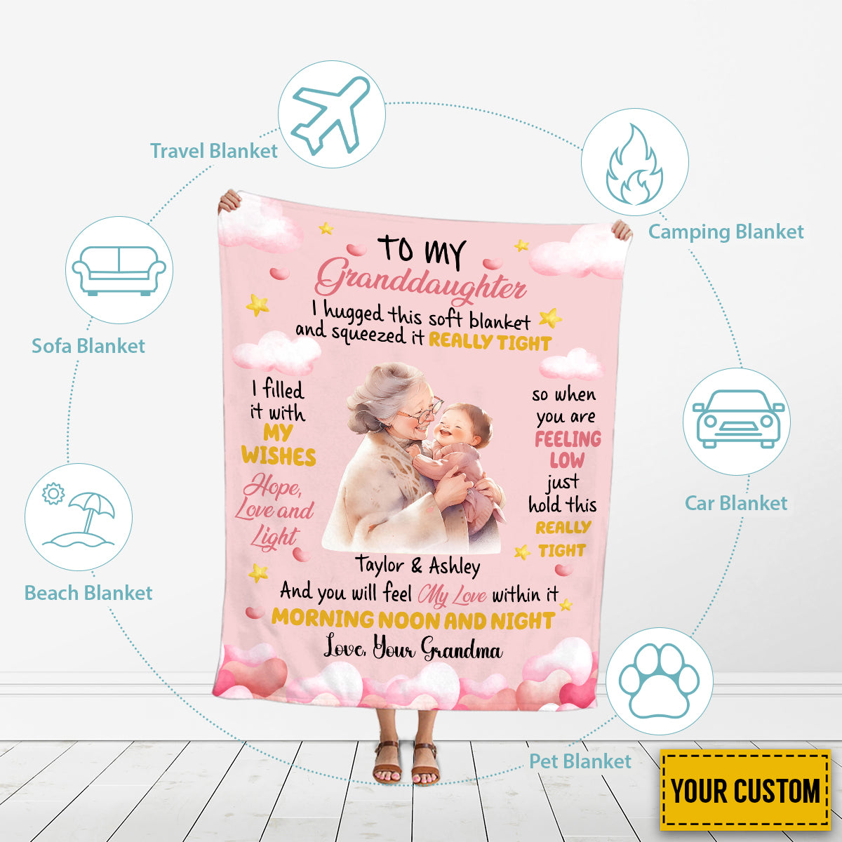 Petthouse | Personalized To My Granddaughter Fleece Blanket, You Will Feel My Love Within It, Family Gifts Idea