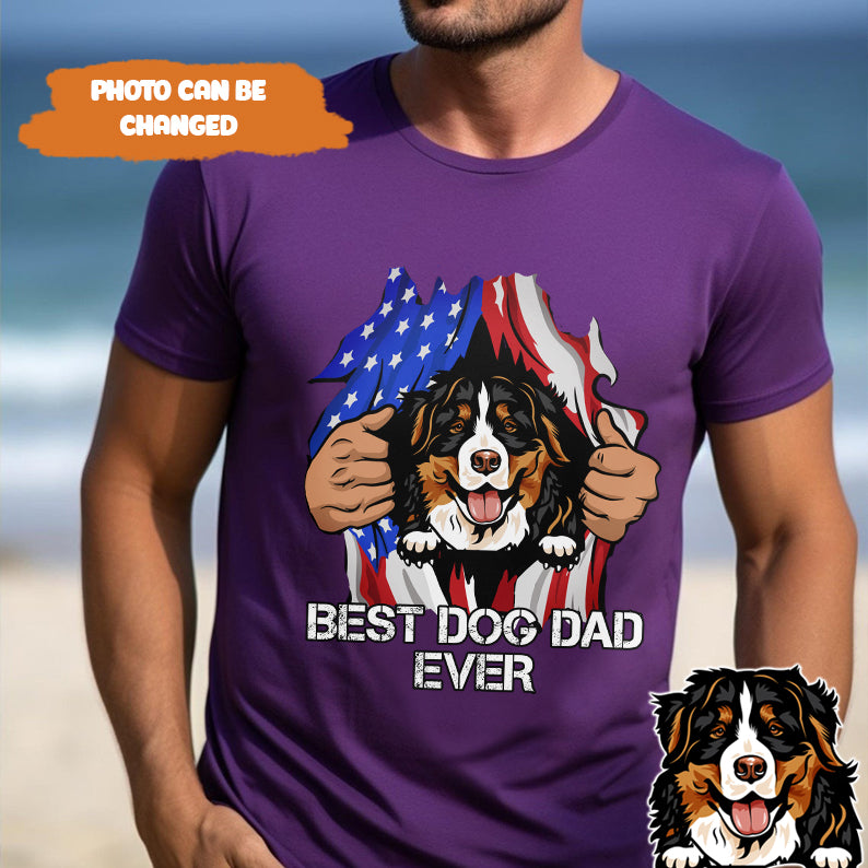 Petthouse | Personalized Best Dog Dad Ever Shirt, Independence Day Dog Father's Gift Dog Lovers