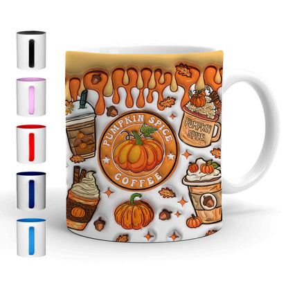 Petthouse | Pumpkin Spice Coffee 3d Inflated Effect Mug, Fall Autumn Coffee Pumpkin Spice Mug, Fall Vibes