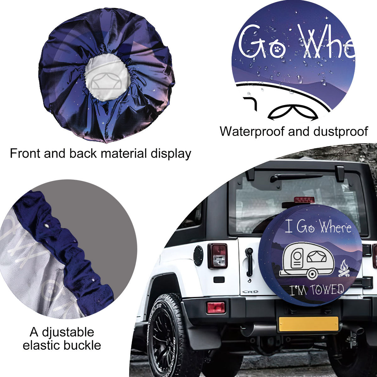 Petthouse | Caravan Car Night Camping Spare Tire Covers I Go Where I'm Towed Truck Cover Universe Seasonal