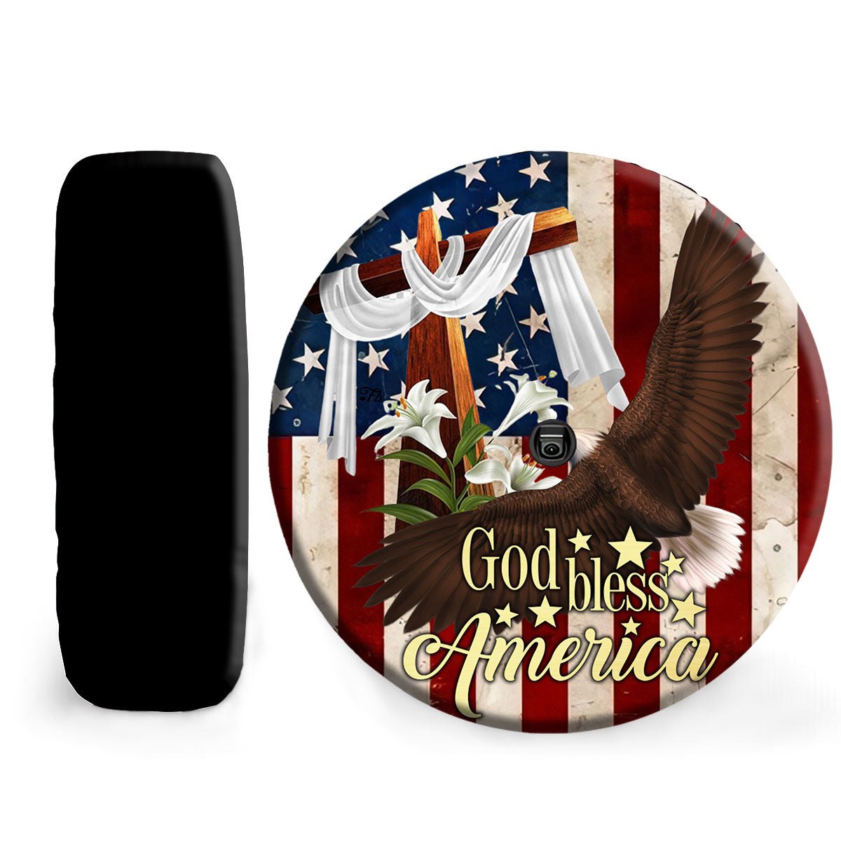 Petthouse | Eagle American Flag Tire Protector Covers Christian Faith Gift God Bless America Spare Tire Cover