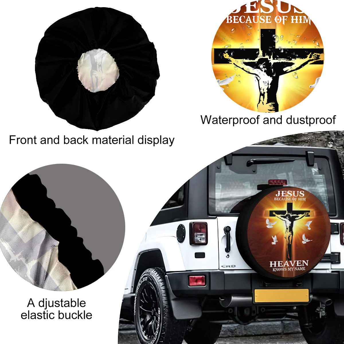 Petthouse | Crucifixion Of Jesus Spare Wheel Cover Jesus Because Of Him Heaven Knows Spare Tire Cover