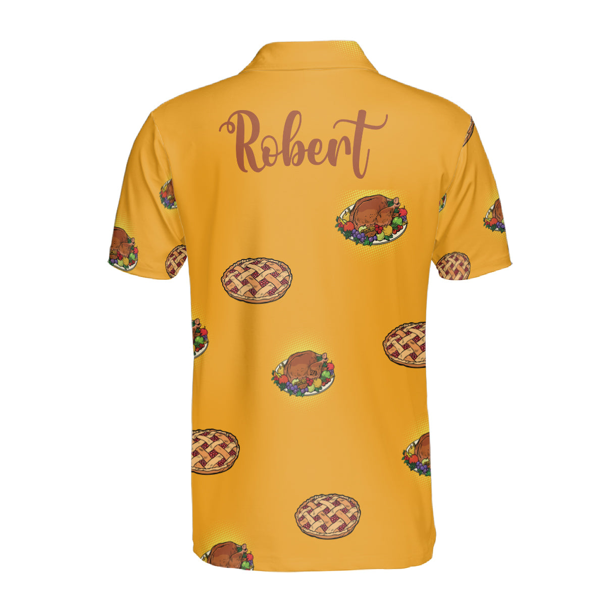 Petthouse | Personalized Name Berry Pie And Fried Turkey Happy Thanksgiving Polo Shirt Gift For Family Celebration