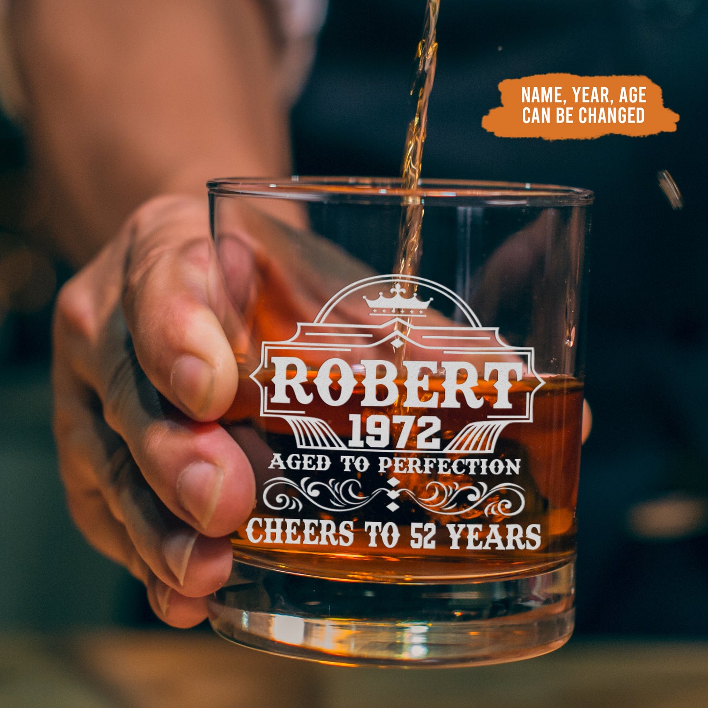 Petthouse | Personalized Whiskey Glass For Men, Engraved Rocks Glass, Birthday Gift For Him