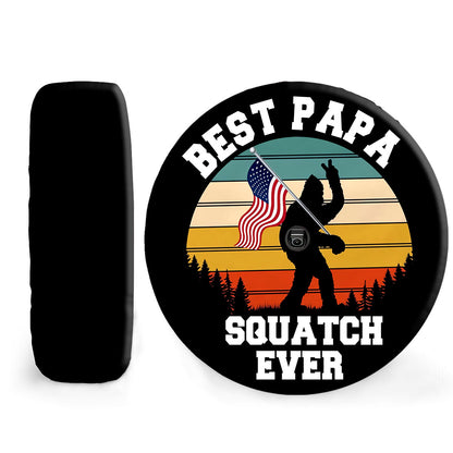 Petthouse | Best Papa Squatch Ever Tire Protector American Flag Car Tire Cover For Father S Day