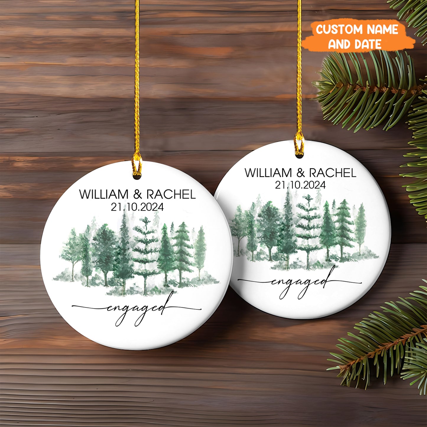 Petthouse | Personalized Couples Engagement Ornament, Engaged Christmas Tree Hanging, Christmas Gift