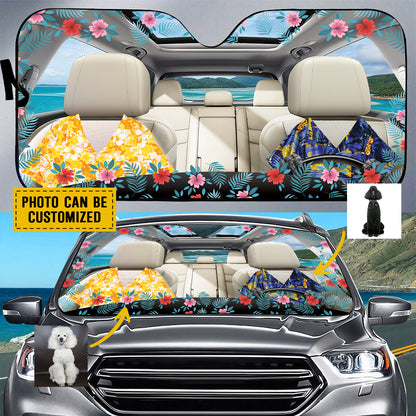 Petthouse | Poodle Dog Sunshade Hawaii Tropical Windshield Sun Shade Custom Photo Personalized Sun Shade