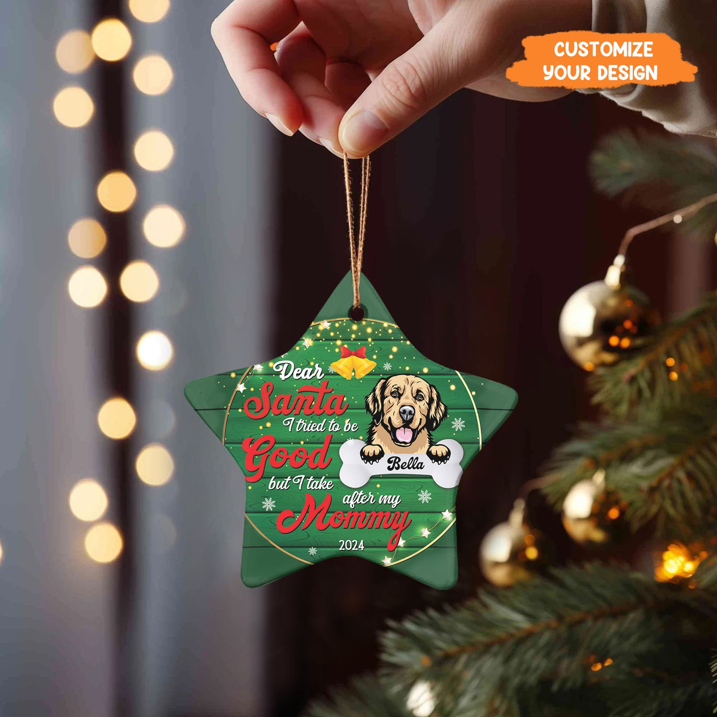 Petthouse | Personalized Dog Christmas Ornament, Dear Santa I Tried To Be Good, Dog Mama Ornament