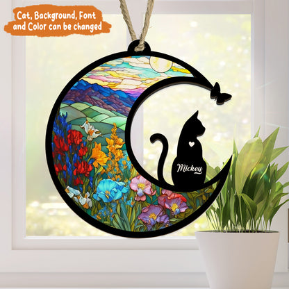 Petthouse | Customized Cat Memorial Suncatcher, Pet Memorial Suncatcher, Cat Memorial Windows Hanging