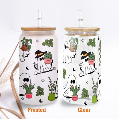 Petthouse | Ghost Plant Halloween Glass Can, Ghost Plant Glass Can, Ghost Plant Coffee Glass