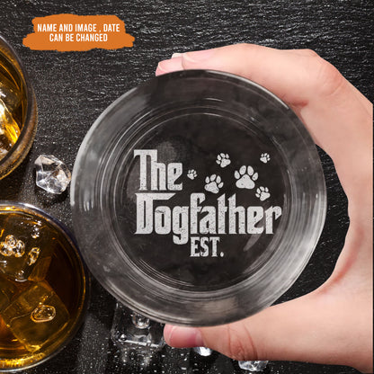 Petthouse | Personalized The Dogfather Whiskey Glass, Dog Photo Rock Glass Gift For Dog Lovers