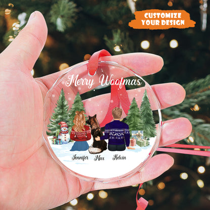 Petthouse | Personalized Couple And Pet Ornament, Merry Woofmas, Family Christmas Gift, Dog Breed Ornament