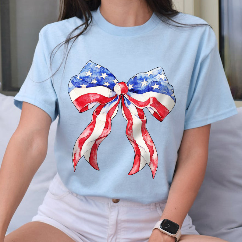 Petthouse | Coquette 4th Of July Shirt, Usa Tshirt, Retro 4th Of July Coquette Bow Tee, Patriotic Shirt