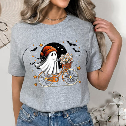 Petthouse | Halloween Cute Ghost Shirt, Ghost Riding Bike Shirt, Cycopath Ghost Halloween, Spooky Season