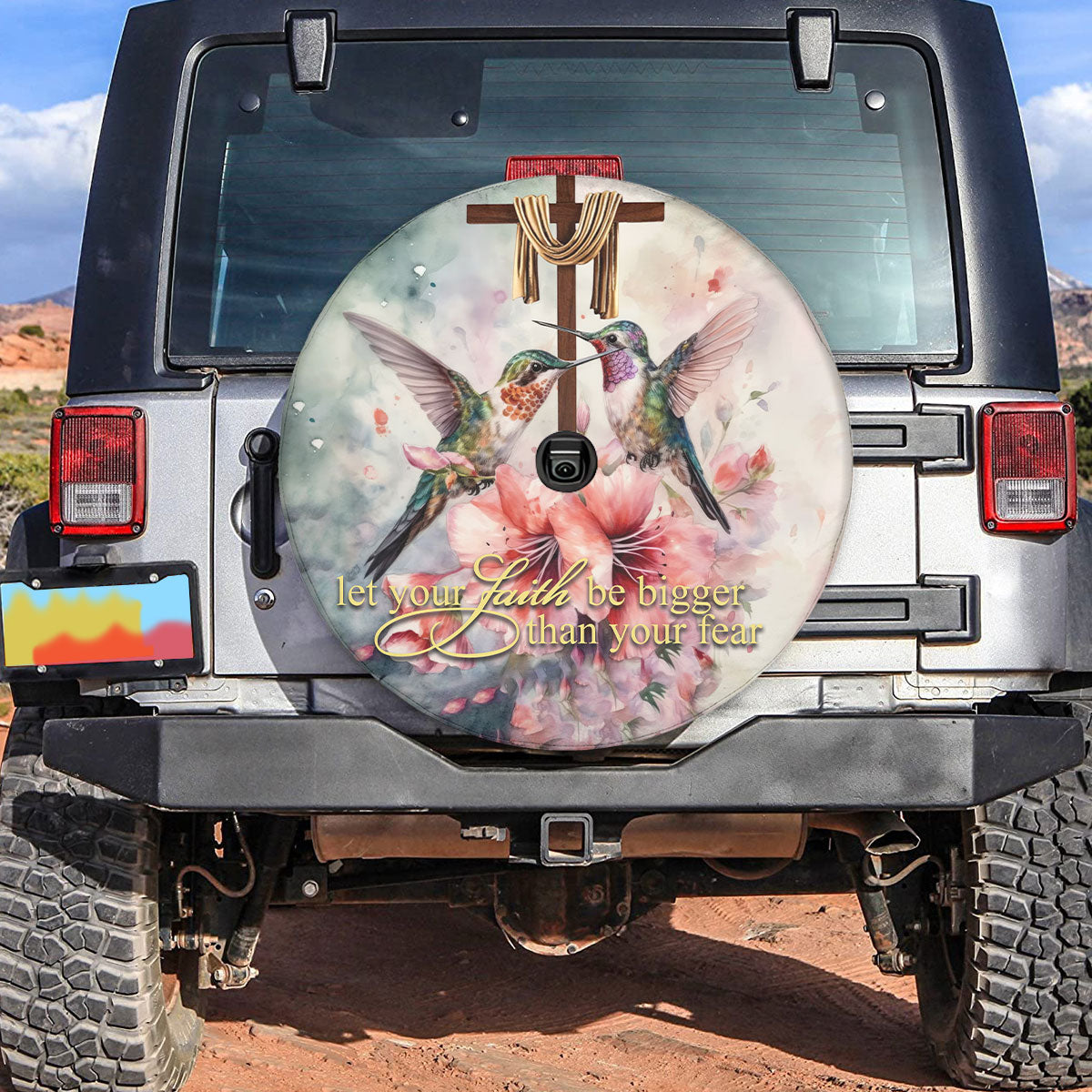 Petthouse | Hummingbird Floral Tire Protector Covers Dad Godfather Gift Universal Fit Let Your Faith Spare Tire Cover