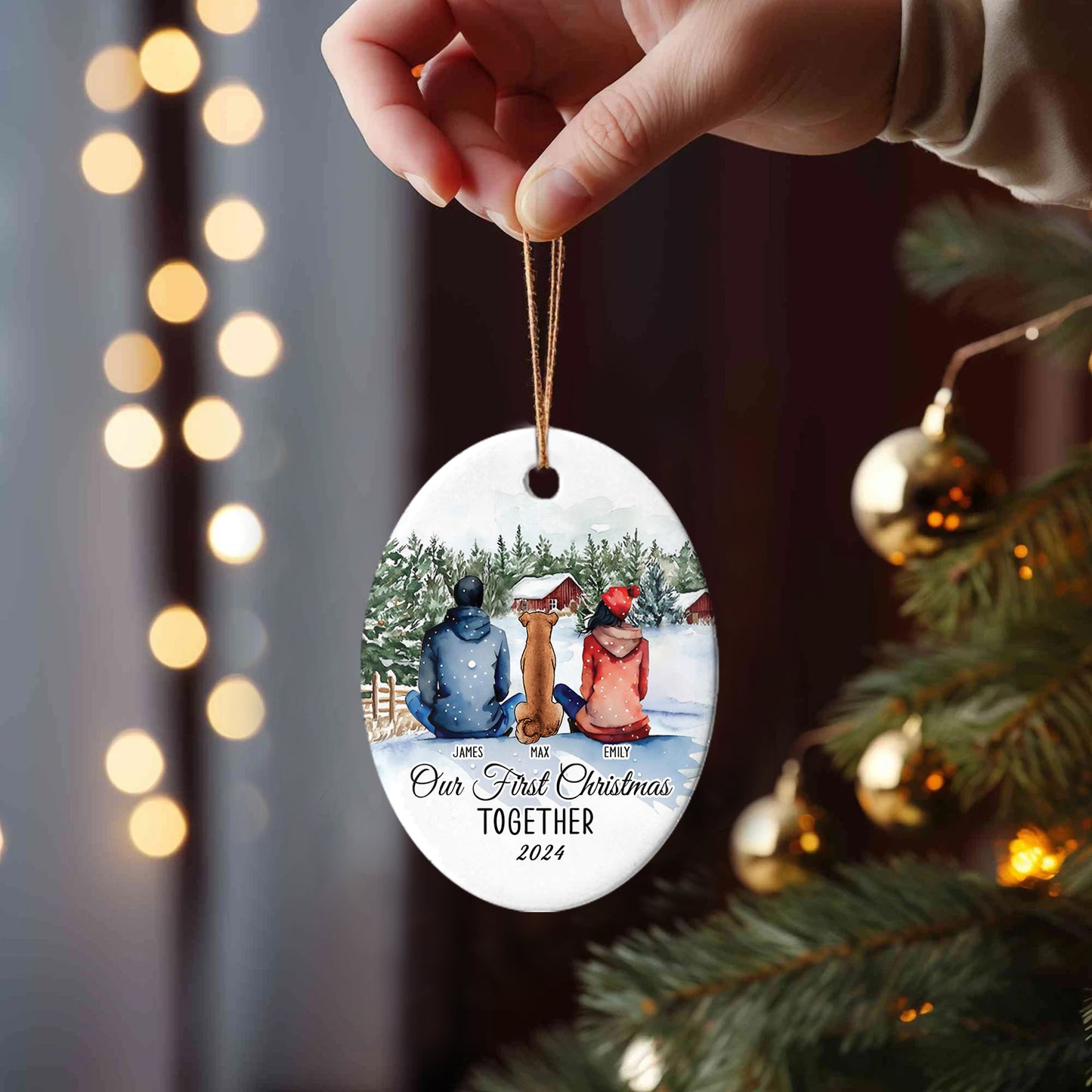 Petthouse | Our First Christmas Together Ornament, Custom Family With Pet Ornament 2024, Family Ornament