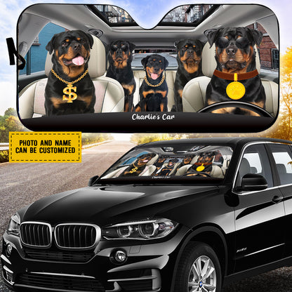 Petthouse | Rottweiler Rich Dog Sunshade For Car Customized Car Sun Shade Windshield Dog Sunshade