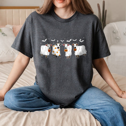 Petthouse | Halloween Cow Shirt, Ghost Cow Shirt, Funny Cow Shirt, Spooky Cow Halloween Shirt