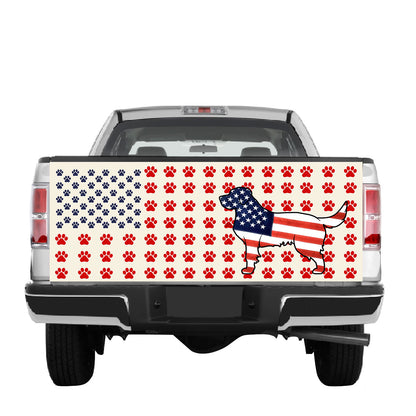 Petthouse | Golden Retriever Tailgate Vinyl Wrap American Flag Rear Window Decals For Trucks Pet Paws