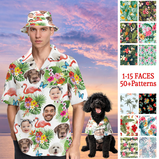 Petthouse | Custom Funny Face Hawaiian Shirt, Dog Lovers Shirt For Family, Tropical Beach