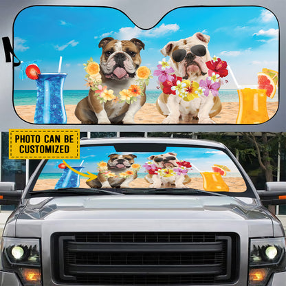 Petthouse | English Bulldog Summer Time Sunshade Personalized Dog Lover Sunshade Windshield Car Accessories