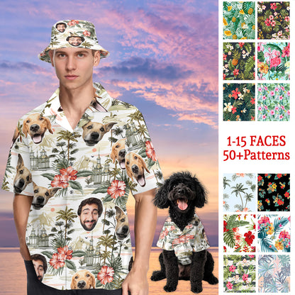 Petthouse | Personalize Face Tropical Flower Hawaiian Shirt, Funny Summer Party, Gift For Family