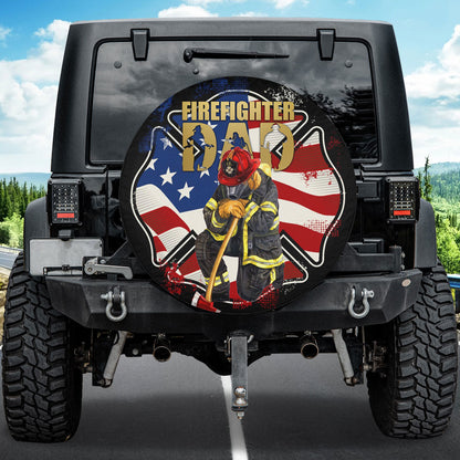 Petthouse | Firefighter Dad Spare Tire Cover American Pride Camper Tire Cover Gift For Fathers Day