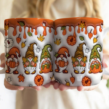 Petthouse | Gnomes Fall 3d Inflated Effect Mug, Fall Vibes Inflated Sublimation Halloween Coffee Mug