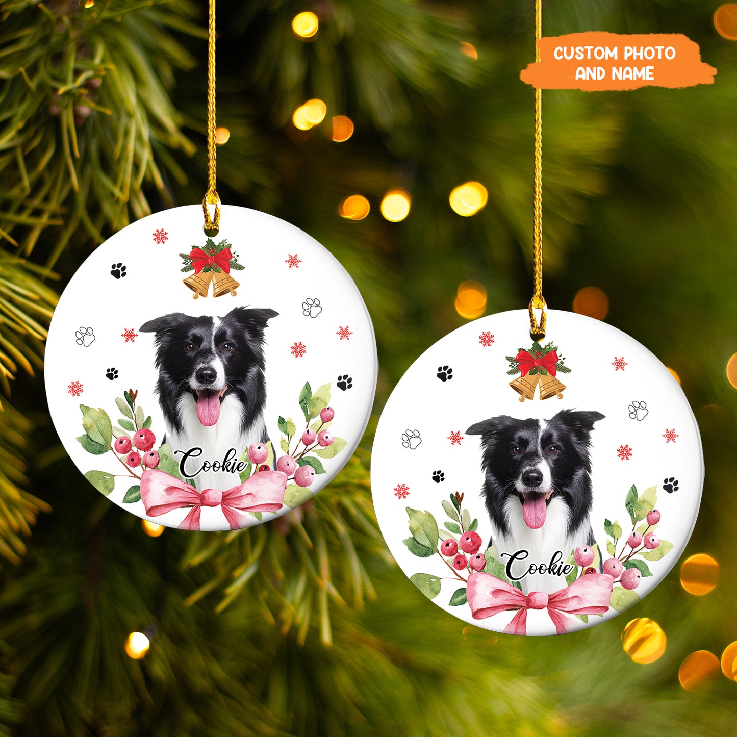 Petthouse | Personalized Pet Ornament, Dog Christmas Ornament, Pet Portrait Name Gift, Gift For Dog Mom