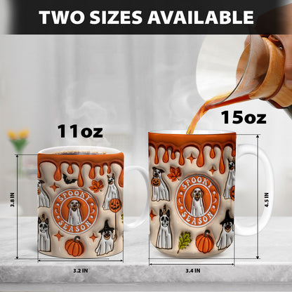 Petthouse | Halloween Ghost Dog Crew Spooky Vibes Mug, Spooky Vibes 3d Inflated Effect Mug, Cute Ghost