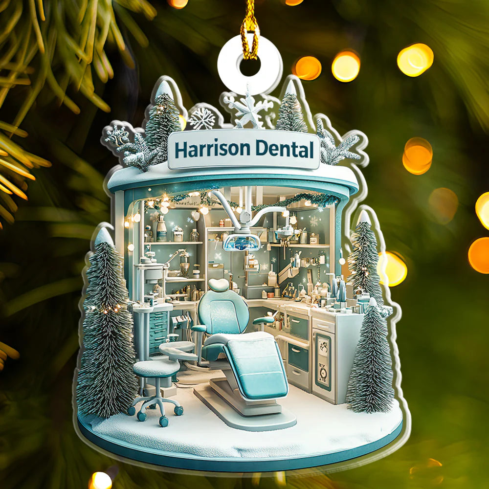 Petthouse | Personalized Dental Hygiene Room Christmas Ornament, Gift For Dentist, Dental 2d Flat Acrylic Ornament