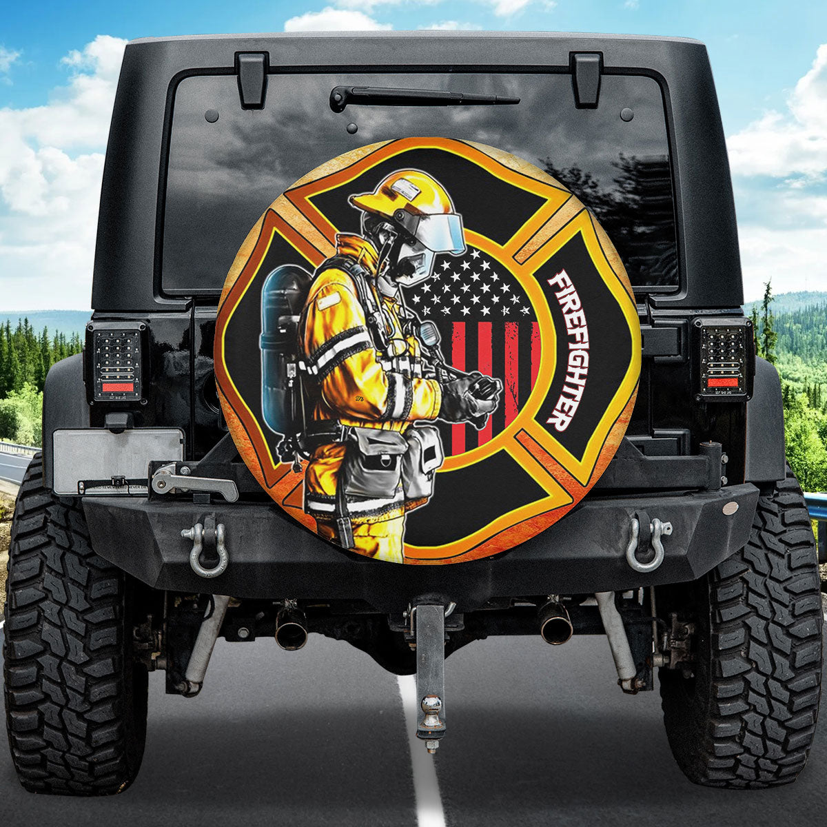 Petthouse | Fireman Firefighter Wheel Tire Covers Thin The Red Firefighter Dad Car Spare Tire Cover