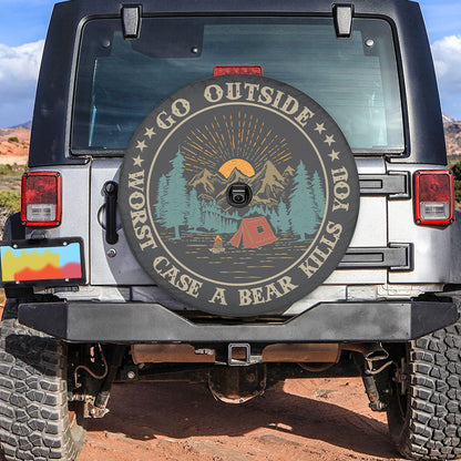 Petthouse | Funny Camping Outdoor Camper Spare Tire Cover Go Outside Worst Case A Bear Kills You Tire